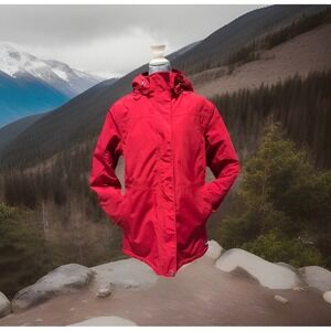 Lands End Squall Parka Red Waterproof Fleece Lined Hooded Winter Jacket Large